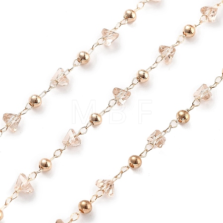 Handmade Brass & Glass Bead Chains CHC-L051-03KCG-04-1