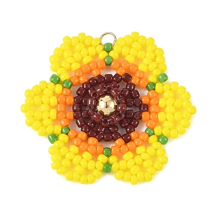 Glass Seed Bead Pendants PALLOY-MZ01390-1
