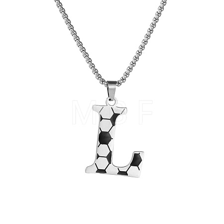 201 Stainless Steel Soccer Initial Pendant Necklacess for Men Women WG63E1E-06-1