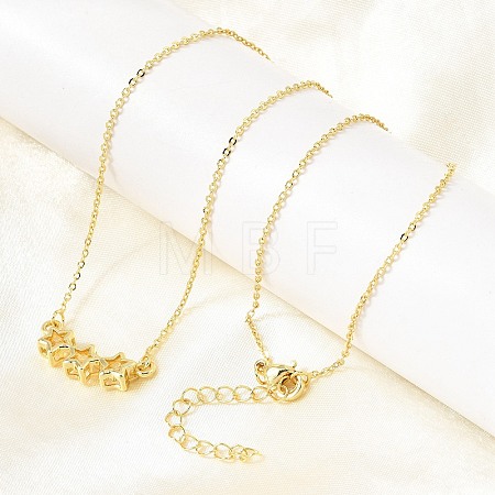 Brass Glass Triple Star Pendant Necklaces KK-CBAB173-03G-01-1