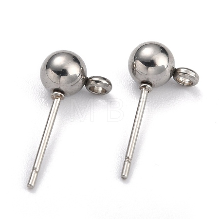 Non-Tarnish 304 Stainless Steel Ball Post Stud Earring Findings X-STAS-Z035-01P-D-1