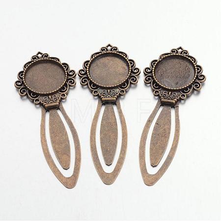 Tibetan Style Bookmark Cabochon Settings TIBE-S157-AB-NR-1