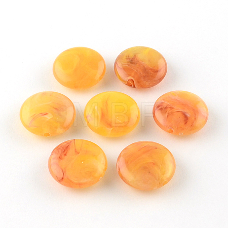 Flat Round Imitation Gemstone Acrylic Beads X-OACR-R051-13-1