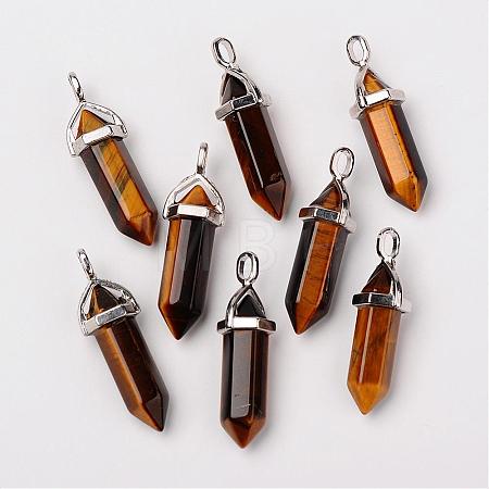 Natural Tiger Eye Double Terminated Pointed Pendants G-F295-05B-1