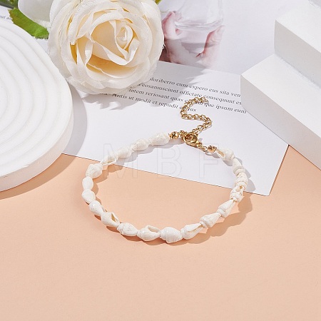 Natural Shell Beaded Bracelet BJEW-JB08162-1