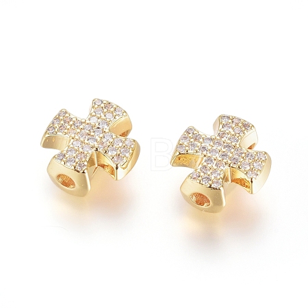 Brass Micro Pave Cubic Zirconia Slide Charms ZIRC-G166-38G-1