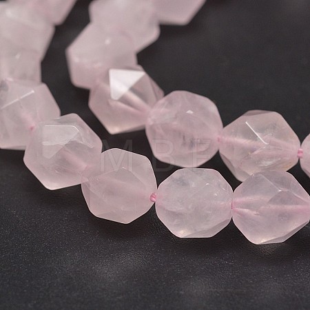 Faceted Natural Rose Quartz Gemstone Bead Strands X-G-J331-02-8mm-1