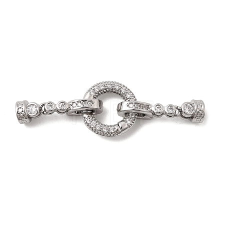Brass Micro Pave Clear Cubic Zirconia Fold Over Clasps KK-B189-01P-1