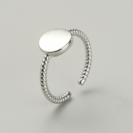 Brass Flat Round Open Cuff Ring RJEW-WH0004-25P-1