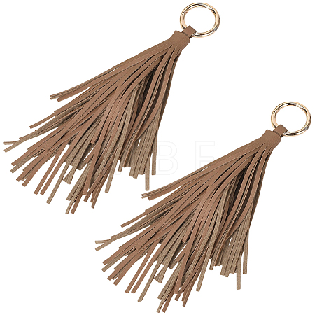 2Pcs PU Leather Tassel Pendant Keychains FIND-CL0002-41A-1