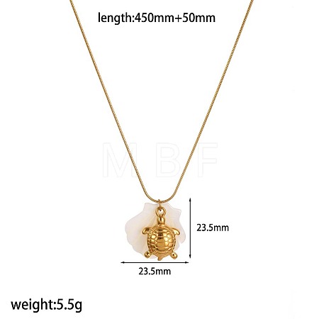 Summer Beach 304 Stainless Steel & Carved Natural Shell Pendant Necklaces for Women WG88CDD-05-1