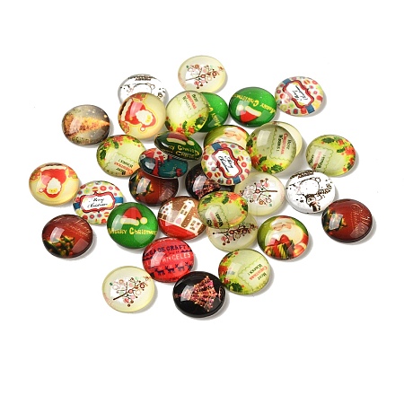 Christmas Ornaments Half Round/Dome Christmas Photo Glass Cabochons GGLA-A002-14mm-KK-1