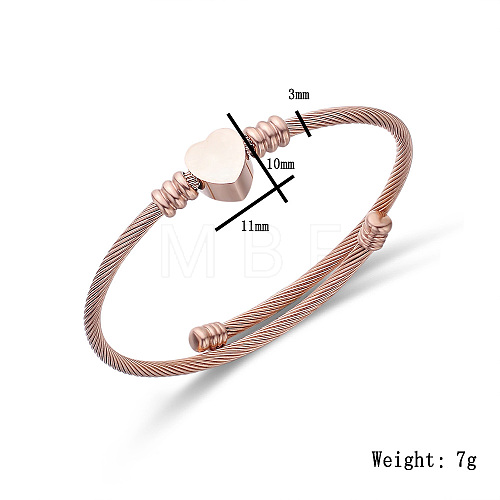 Stainless Steel Twisted Torque Heart Open Cuff Bracelets for Daily Commute and Casual Wear JQ2387-2-1