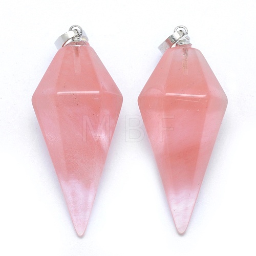 Watermelon Stone Glass Pointed Pendants KK-E757-F-20P-1