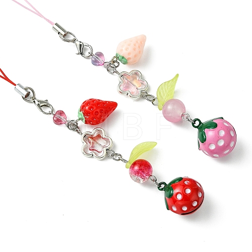 Glass & Resin Mobile Straps HJEW-FS00009-03-1