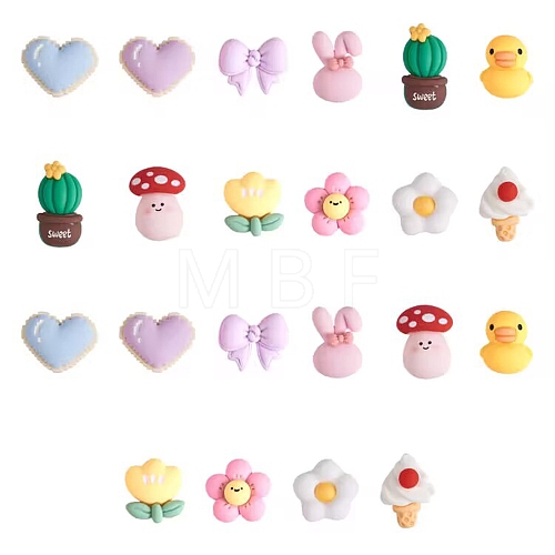 22Pcs 11 Styles Opaque Cute Resin Cabochons JX229A-1