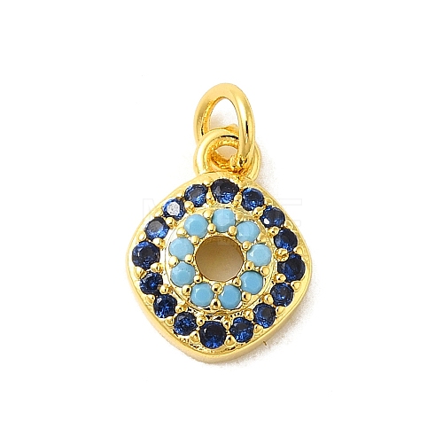 Real 18K Gold Plated Rack Plating Brass Micro Pave Cubic Zirconia Pendants Charms KK-S396-01D-1