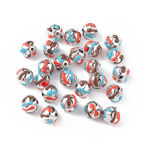 Plating Acrylic Enamel Beads OACR-I003-01-1