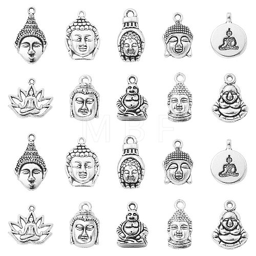 100Pcs 10 Styles Tibetan Style Zinc Alloy Charms TIBEP-CJ0003-08-1