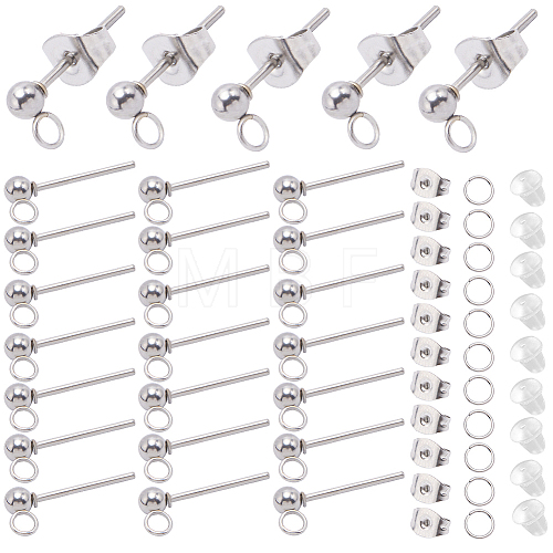 SOFPLATE 150Pcs 202 Stainless Steel Ball Stud Earring Findings STAS-SP0001-52A-P-1