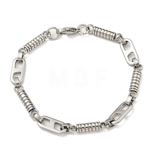 Non-Tarnish 304 Stainless Steel Column & Oval Link Chain Bracelet BJEW-B078-38P-1