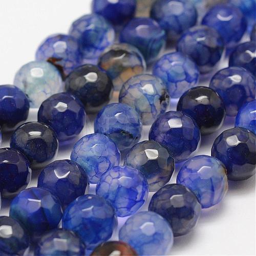 Faceted Natural Dragon Veins Agate Beads Strands G-F447-8mm-E01-1