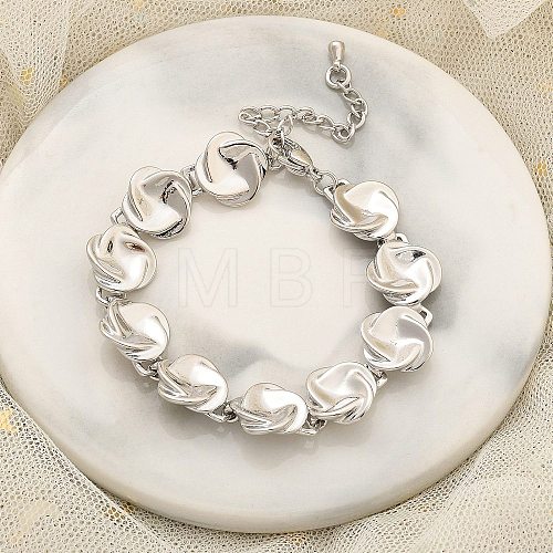 Brass Flat Round Links Bracelets for Women KK-B124-11P-1