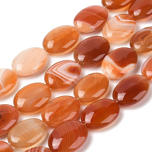 Natural Striped Agate/Banded Agate Beads Strands G-Q182-01D-1