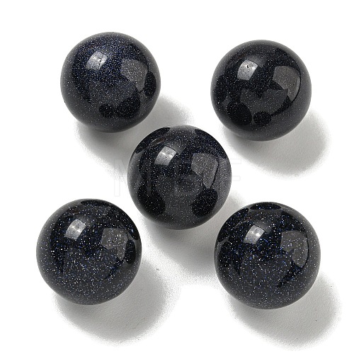 Synthetic Blue Goldstone Round Ball Figurines Statues for Home Office Desktop Decoration G-P532-02A-01-1