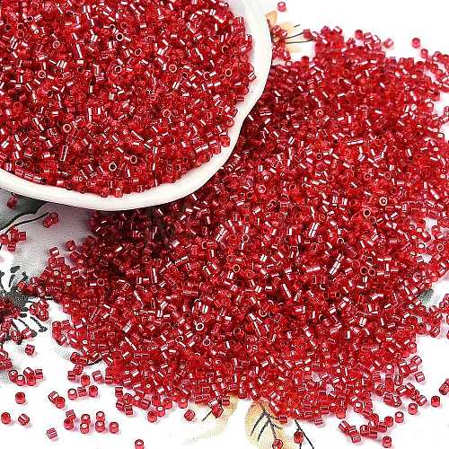 Baking Paint Silver Lined Glass Seed Beads SEED-H003-09C-1