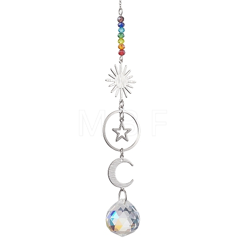 Brass Sun Moon Star Hanging Ornaments HJEW-JM01950-01-1