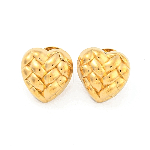 Heart 304 Stainless Steel Ear Studs EJEW-L290-021G-1