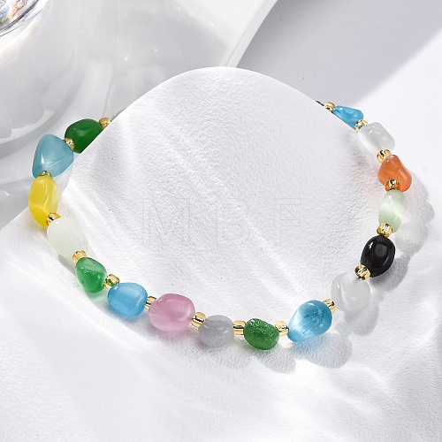 Cat Eye Beaded Bracelets for Women G-P563-07P-21-1