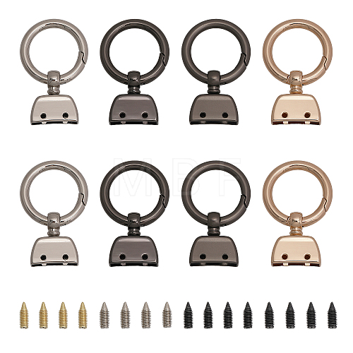 8 Sets 4 Colors Alloy Spring Gate Rings FIND-CA0007-97-1