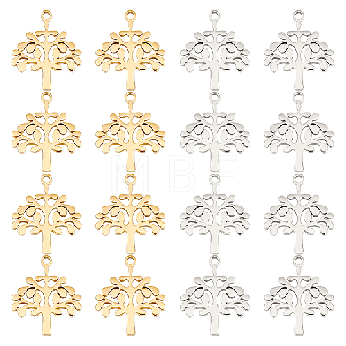 Unicraftale 16Pcs 2 Colors Ion Plating(IP) 304 Stainless Steel Pendants STAS-UN0048-10-1