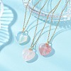 3Pcs 3 Styles Cherry Quartz Glass & Opalite & Natural Rose Quartz Heart Pendant 304 Stainless Steel Cable Chain Necklaces for Women NJEW-JN05971-1