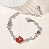 Brass Micro Pave Clear Cubic Zirconia Link Chain Bracelets for Women BJEW-C156-05P-2