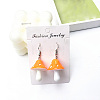 Alloy & Resin Mushroom Dangle Earrings FS-WGBD217-02-1