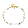 Handmade Plastic Evil Eye Link and Brass Paperclip Chain Bracelet Making AJEW-JB01565-1