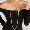 Elegant Brass Pave Clear Cubic Zirconia Flower Long Tassel Lariat Necklaces Brooches for Women OD2004-3