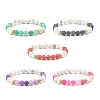 5Pcs 5 Color Natural Weathered Agate(Dyed) & Howlite Round Beaded Stretch Bracelets Set BJEW-JB08087-1