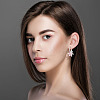 2 Pairs 2 Colors Cubic Zirconia Flower Hoop Earrings EJEW-FI0001-23-4