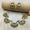 Bohemian Alloy Enamel & Wood Bead & Glass & Resin Tassel Pendant Necklaces & Dangle Earrings Sets FS-WG7EA3D-01-1