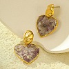 304 Stainless Steel Heart Dangle Stud Earrings EJEW-Z096-01G-B02-1