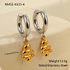 Christmas 304 Stainless Steel Clear Cubic Zirconia Two Tone Hoop Earrings FS-WG279DA-06-2