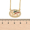 Brass Micro Pave Cubic Zirconia Star Oval Pendant Necklaces NJEW-R018-04G-02-6