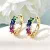 Brass Colorful Cubic Zirconia Huggie Hoop Earrings EJEW-G473-05G-1