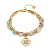 Bohemian 304 Stainless Steel Chain & Natural Beads Double Layers Bracelets BJEW-C150-01F-G-2