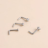 316 Surgical Stainless Steel Crystal Rhinetone Flat Round L-Shaped Nose Rings WGCD50A-04-3