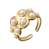 304 Stainless Steel with Imitation Pearl Cuff Open Rings for Women RJEW-Z144-01G-01-4